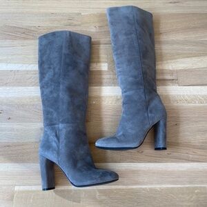 Vince Camuto Suede Gray Knee High Heeled Boots
